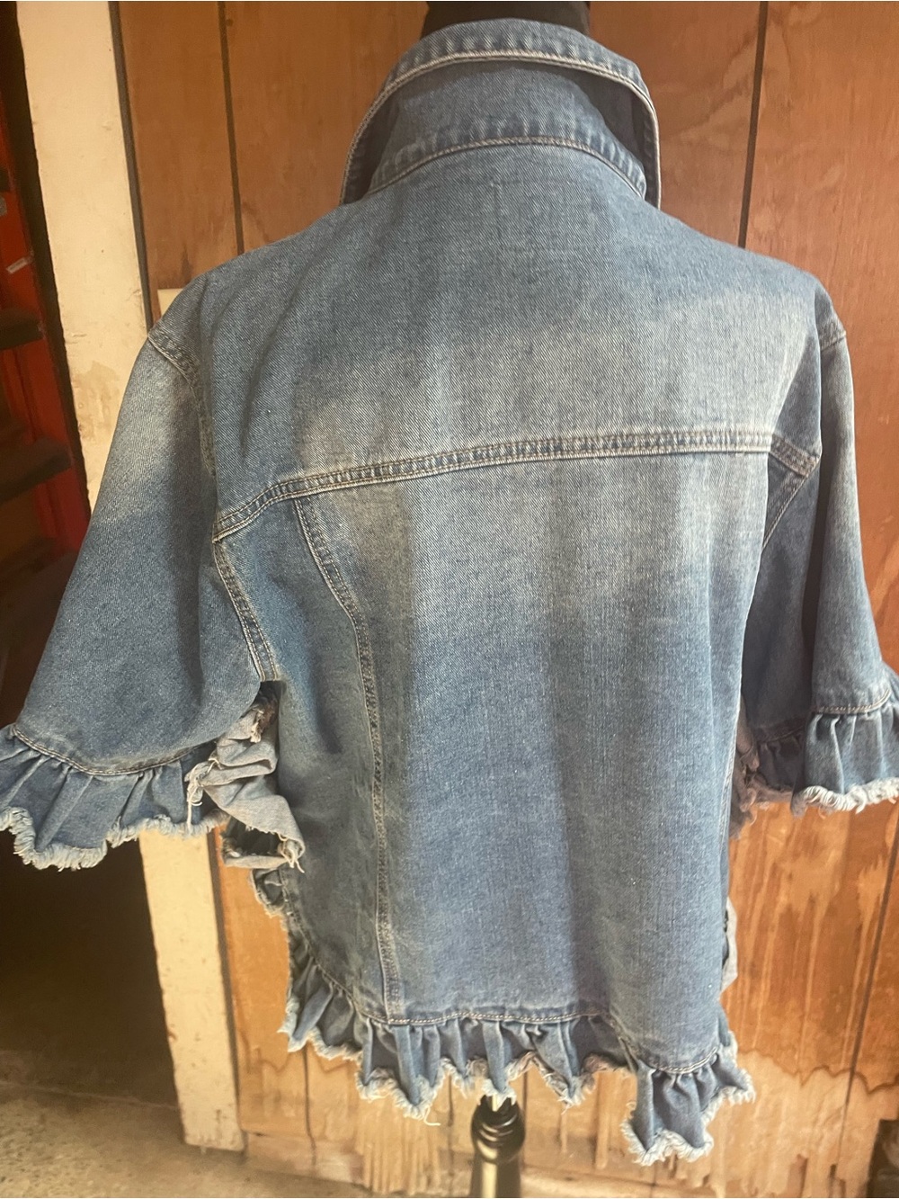 Hayden Blue Ruffle-Hem Denim Jacket - Picture 5 of 10